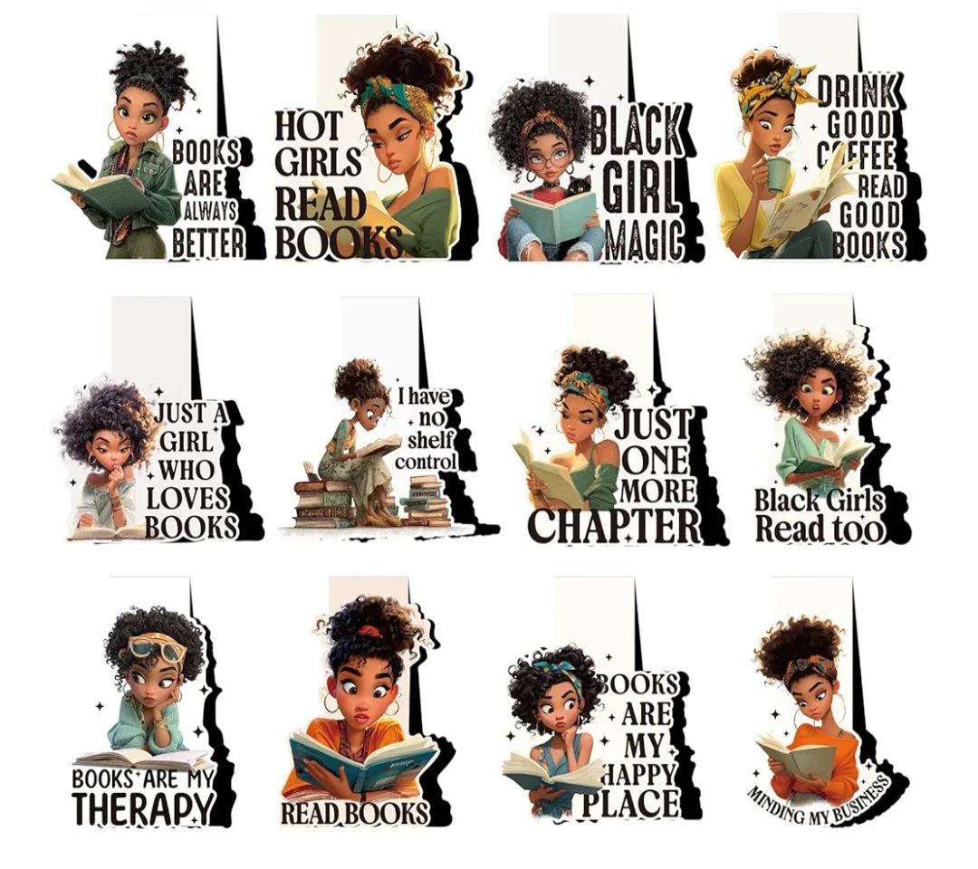 Black Girl Book Magnets